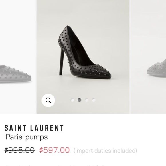 SAINT LAURENT Leather Stud-Embellished Paris Pumps Size 40.5 - Picture 11 of 14